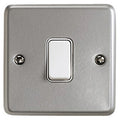 MK Metalclad Plus 10AX 1-Gang 2-Way Light Switch — Aluminium / White Inserts