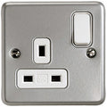 MK Metalclad Plus 13A DP Switched Socket — Aluminium / White Inserts