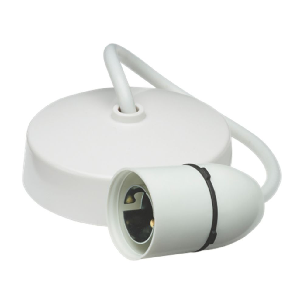 Knightsbridge B22 Pendant Holder / Pendant Set — White — 9" Pendant Set B22