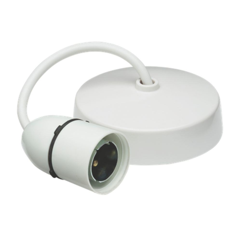 Knightsbridge B22 Pendant Holder / Pendant Set — White — 6" Pendant Set B22