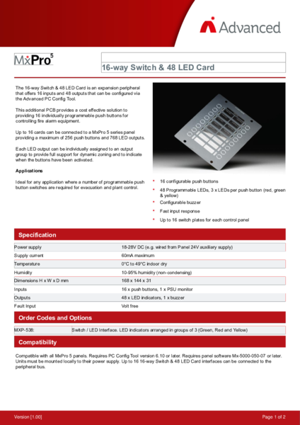 Advanced MXP-539 P-BUS Multi-Way I/O Mimic Driver Card | Model MXP-539