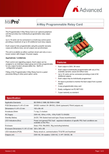 Advanced MXP-507 P-BUS 2-Way Relay Card | Model MXP-507