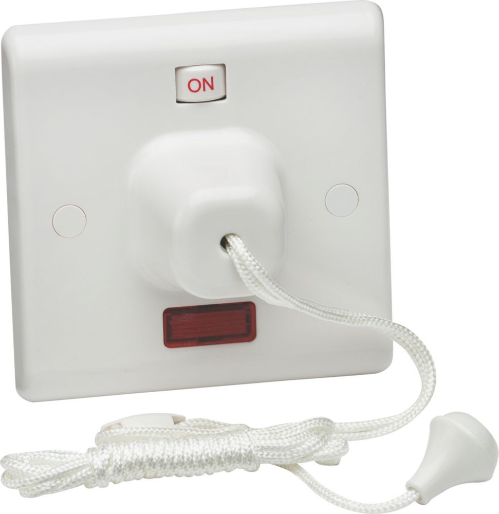 Knightsbridge Shower / Appliance Pull Cord Switches — 45A DP Neon