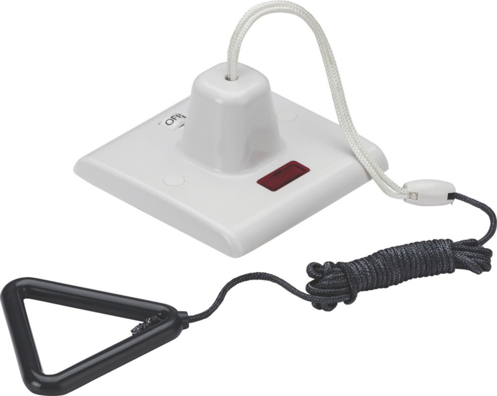 Knightsbridge Shower / Appliance Pull Cord Switches — Part M 50A DP Neon