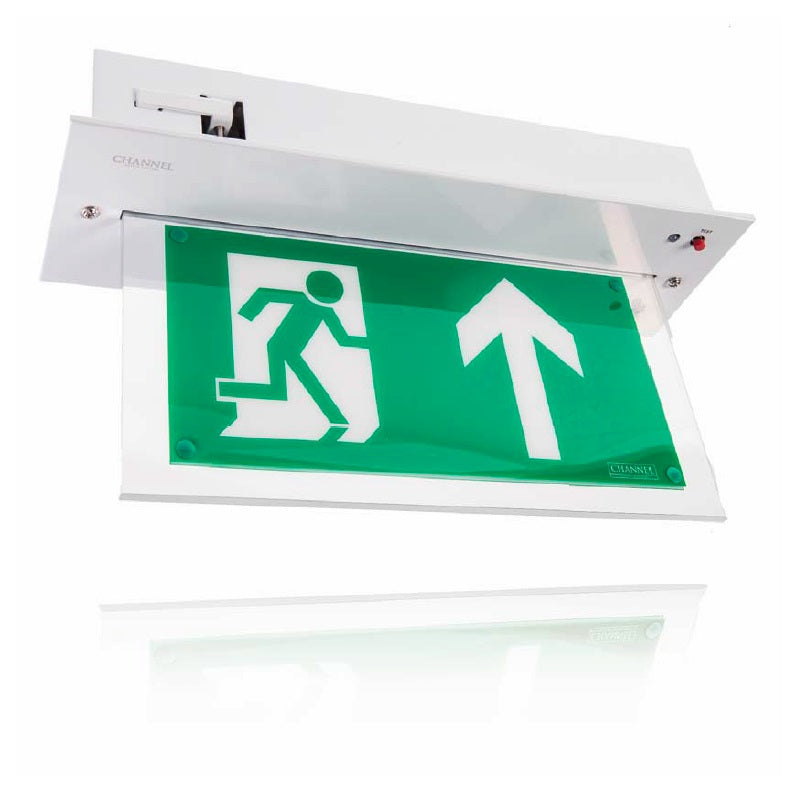 Channel Safety Vale LED Emergency Exit Sign White Self-Test | Model E/CHVL/M3/L/WHST