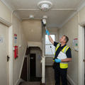 UK HMO landlord fire compliance visit — smoke alarms on landing